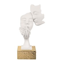 BONGELLI SCULTURA FACE BIANCA H.28 CM BASE ORO