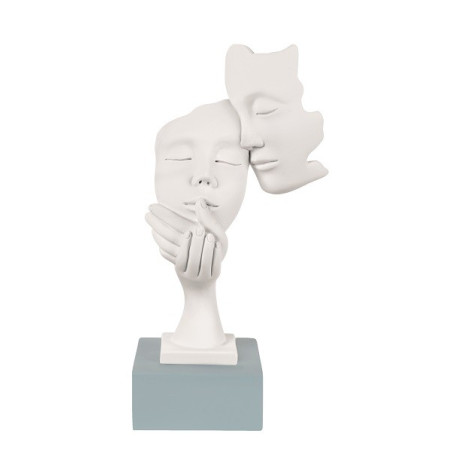BONGELLI SCULTURA COPPIA FACE BIANCA H.28 CM BASE CARTA DA ZUCCHERO