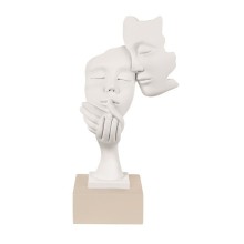 BONGELLI SCULTURA COPPIA FACE BIANCA H.28CM BASE NOCCIOLA