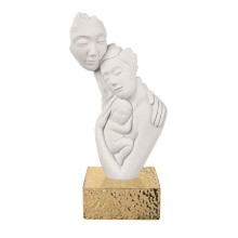 BONGELLI SCULTURA FAMIGLIA FACE BIANCA H. 27 CM BASE ORO