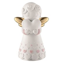 BONGELLI SCULTURA STATUA ANGELO CUORE ROSA