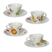 BRANDANI TAZZINA CAFFE 4 STAGIONI SET 4 PZ DECORI ASSORTITI PORCELLANA