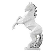 BONGELLI PREZIOSI SCULTURA CAVALLO STILIZZATO BIANCO E ARGENTO 13 CM