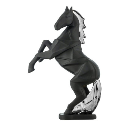 BONGELLI PREZIOSI SCULTURA CAVALLO STILIZZATO NERO E ARGENTO 13 CM