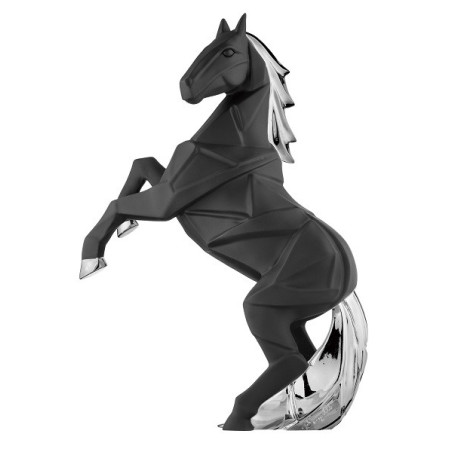 BONGELLI PREZIOSI SCULTURA CAVALLO STILIZZATO  35 CM  NERO E ARGENTO