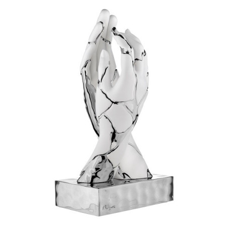 BONGELLI PREZIOSI SCULTURA MANI CREPE H 38CM BIANCO E ARGENTO