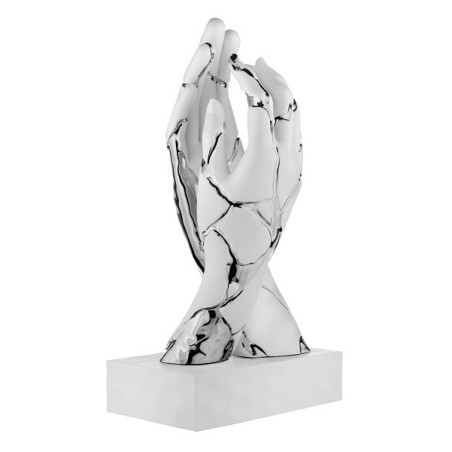 BONGELLI PREZIOSI SCULTURA MANI CREPE H 22CM BIANCO E ARGENTO