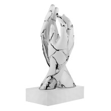 BONGELLI PREZIOSI SCULTURA MANI CREPE H 38CM BIANCO E ARGENTO