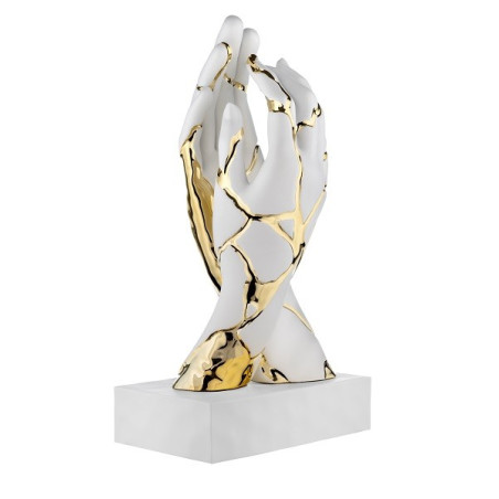 BONGELLI PREZIOSI SCULTURA MANI CREPE H 38CM BIANCO E ORO