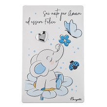 BONGELLI PREZIOSI QUADRETTO CON ELEFANTE CELESTE 11X7 CM