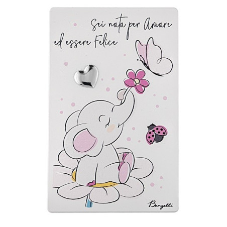 BONGELLI PREZIOSI QUADRETTO CON ELEFANTE ROSA 11X7 CM