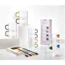 BRANDANI TAZZINA CUORE IMPILABILE COLORI ASSORTITI SET 4 PZ VETRO