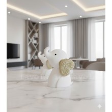Bongelli Preziosi – Elefantino Bianco/Orecchie Oro in Polvere di Marmo H15 cm
