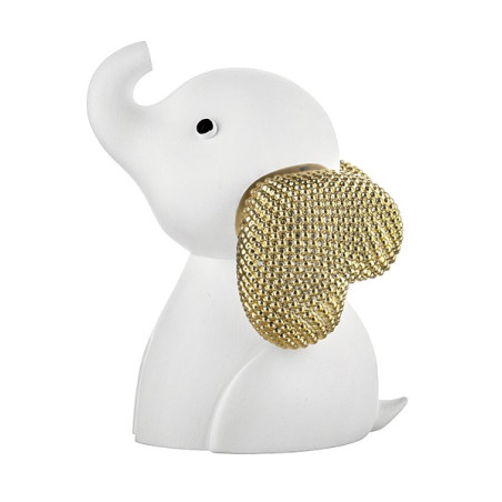 Bongelli Preziosi – Elefantino Bianco/Orecchie Oro in Polvere di Marmo H15 cm