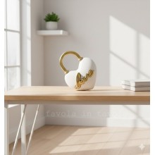 Bongelli Preziosi – Collezione Lucchetti – Lucchetto Cuore LOVE Bianco/Oro in Polvere di Marmo 10×9 h cm