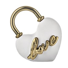 Bongelli Preziosi – Collezione Lucchetti – Lucchetto Cuore LOVE Bianco/Oro in Polvere di Marmo 10×9 h cm