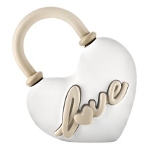 Bongelli Preziosi – Collezione Lucchetti – Lucchetto Cuore LOVE Bianco/Beige in Polvere di Marmo 10×9 h cm