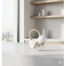 Bongelli Preziosi – Collezione Lucchetti – Lucchetto Cuore LOVE Bianco/Beige in Polvere di Marmo 14×13 h cm