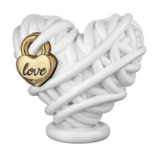 Bongelli Preziosi – Cuore Gomitolo con Lucchetto LOVE in Polvere di Marmo 12×11 cm