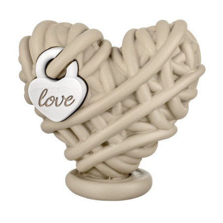 Bongelli Preziosi – Cuore Gomitolo con Lucchetto LOVE in Polvere di Marmo 8×8 cm – Color Nocciola