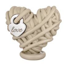 Bongelli Preziosi – Cuore Gomitolo con Lucchetto LOVE in Polvere di Marmo 12×11 cm – Color Nocciola