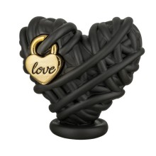 Bongelli Preziosi – Cuore Gomitolo con Lucchetto LOVE in Polvere di Marmo 12×11 cm – Nero