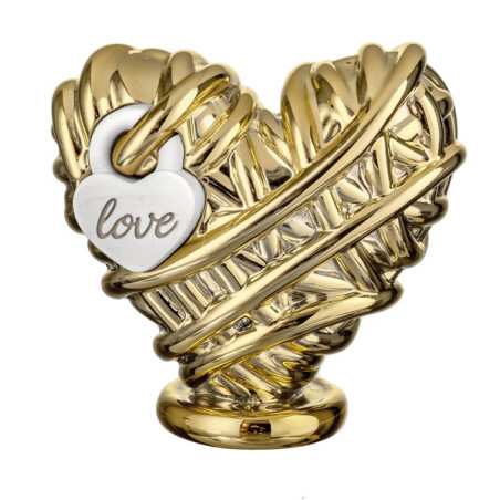 Bongelli Preziosi – Cuore Gomitolo con Lucchetto LOVE in Polvere di Marmo 8×8 cm – Oro