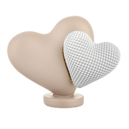 Bongelli Preziosi – Doppio Cuoricino Cipria e Bianco in Polvere di Marmo 13×11 cm