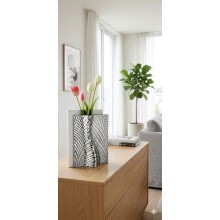 BONGELLI PREZIOSI – Vaso Collezione Ophis H 30 cm Bianco e Argento