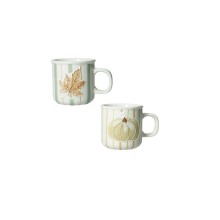 Tazzine caffè Brandani Zucca e Vite set 2 pezzi in stoneware con rilievi autunnali.