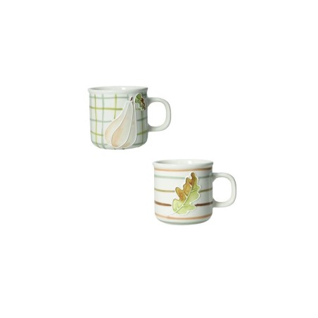Tazzine caffè Brandani Zucca e Quercia set 2 pezzi in stoneware con rilievi autunnali.