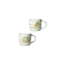 Mug Brandani Zucca e Quercia set 2 pezzi in stoneware con rilievi autunnali.