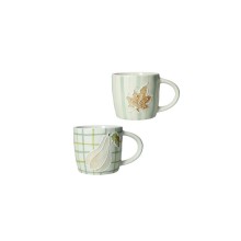 Mug Brandani Zucca e Vite set 2 pezzi in stoneware con rilievi autunnali.