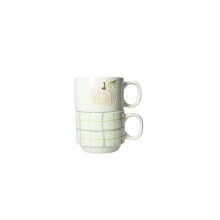 Tazze impilabili Brandani Zucca e Quadri set 2 pezzi in stoneware con rilievi autunnali.