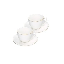 Set 2 tazzine caffè Brandani Filoro in New Bone China con bordo dorato.