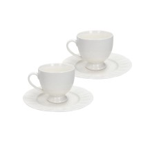 Set 2 tazze tè Brandani Georgette in New Bone China con bordo sagomato.