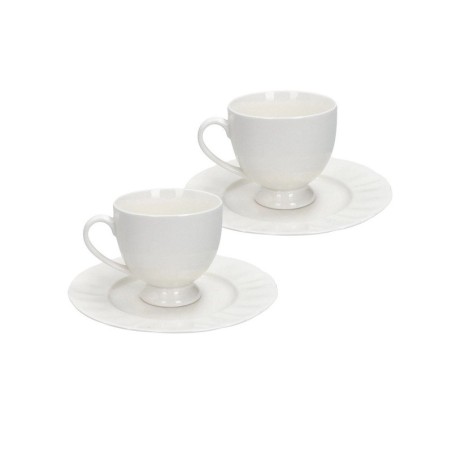 Set 2 tazze tè Brandani Georgette in New Bone China con bordo sagomato.