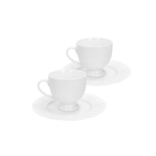 Set 2 tazzine caffè Brandani Georgette in New Bone China con bordo sagomato.