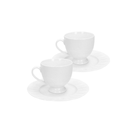 Set 2 tazzine caffè Brandani Georgette in New Bone China con bordo sagomato.