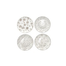 Piattini Brandani Loto tortora decori assortiti in porcellana Ø 19 cm.