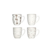 Mug Brandani Loto tortora decori assortiti in porcellana 9×10 h cm.