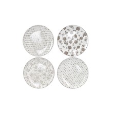 Piatti piani Brandani Loto tortora decori assortiti in porcellana Ø 27 cm.