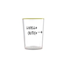 Egan Smile bicchiere in vetro borosilicato con scritta “Livello Critico” e bordo giallo, capienza 480 ml