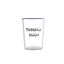 Egan Smile bicchiere in vetro borosilicato con scritta “Tranquilli, Reggo!” e bordo viola, capienza 480 ml