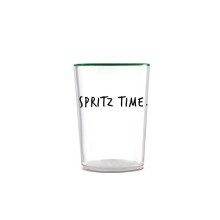 Egan Smile bicchiere in vetro borosilicato con scritta “Spritz Time.” e bordo verde, capienza 480 ml