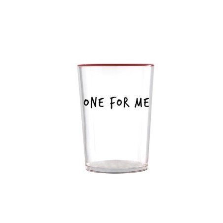 Egan Smile bicchiere in vetro borosilicato con scritta “ONE FOR ME” e bordo rosso, capienza 480 ml