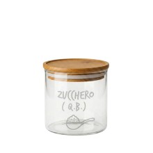 Barattolo Porta Zucchero in Vetro e Bamboo “ZUCCHERO (Q.B.)” – Egan Smile 540 ml | Favola in Tavola