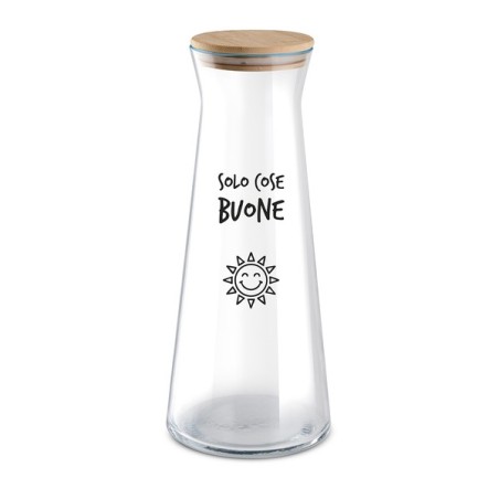Caraffa in Vetro e Bamboo “SOLO COSE BUONE” – Egan Smile 1L | Favola in Tavola