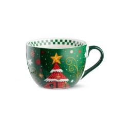 Egan Tazza Colazione Albero di Natale 520 ml in Porcellana Verde