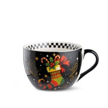 Egan Tazza Colazione Calza della Befana 520 ml in Porcellana Nero Antracite